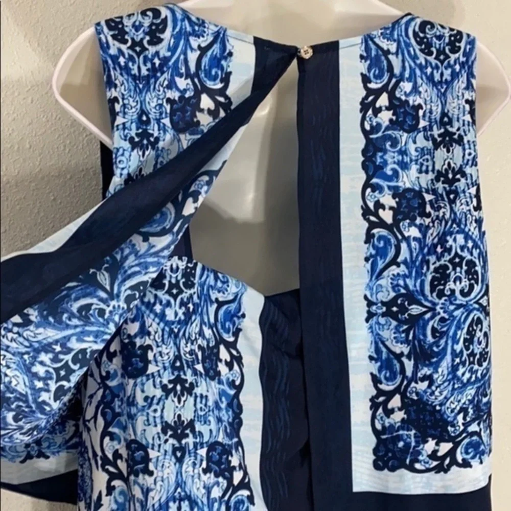 Michael Kors blue printed framed popover dress C.C18